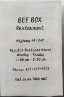 Bee Box menu