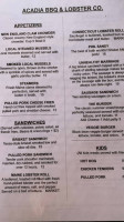 Acadia Lobster Bbq Co. menu