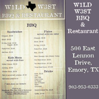 Wild West Bbq menu