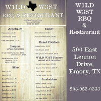 Wild West Bbq menu