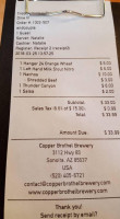 Copper Brothel Brewery menu