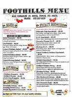 Foothills Diner menu