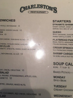 Charleston's menu