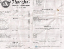 Shanghai menu