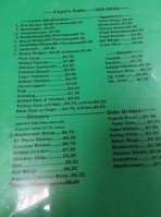Fayes Cafe menu
