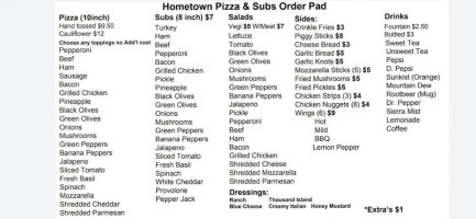 Hometown Pizza Subs menu