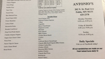 Antonio's menu