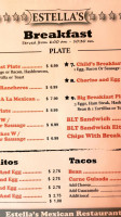 Estella's Mexican menu