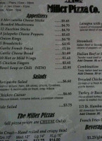 Miller Pizza Co menu
