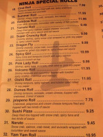 Ninja Sushi Steak House menu