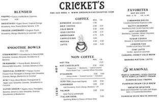 Cricket's — ⟬coffee. Kitchen. Cocktails⟭ menu