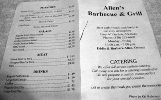 Allen's Barbeque Grill menu