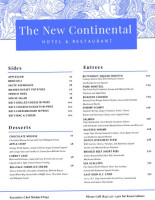 The New Continental And menu