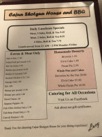 Cajun Shotgun House Bbq menu