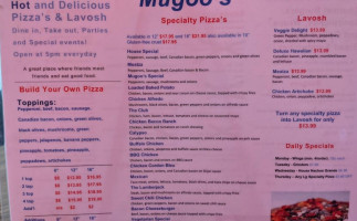 Mugoo's Pizza menu