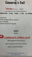 Cameron's Deli menu