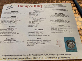 Dump's Bbq menu