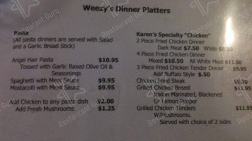 Weezy's Route 66 Bbq Grill menu