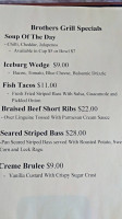 3brothers Grill Bar And Restaurant menu