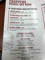 Choppers Burger menu