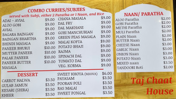 Taj Chaat House menu