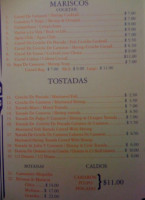 Mariscos Colima menu