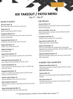 Nineteen XIX menu