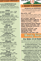 Moody's Diner menu