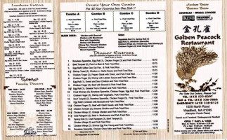 Golden Peacock menu
