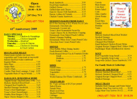 Smokehouse Restaurant menu