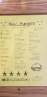 Mac's Burgers menu