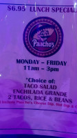 Pancho's menu