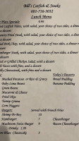 Bill's Catfish Steaks menu