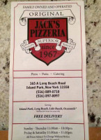 Jack's Pizzeria menu