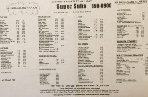 Super Subs Of Ipswich menu