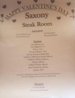 Saxony Steak Room Lounge menu
