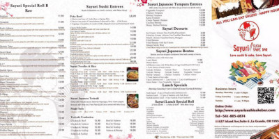 Sayuri Sushi Sake menu