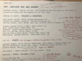 Antique And Bakery menu