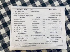 Bones Bbq menu