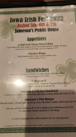 Jameson's Public House menu