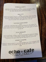 Ocho Cafe Weymouth menu