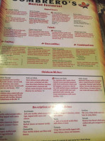 Sombrero's Mexican menu