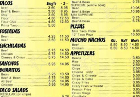 Rudy's Tacos menu