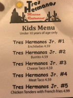 Tres Hermanos menu