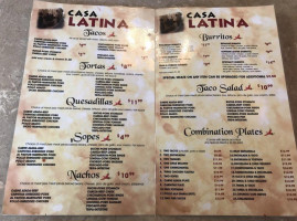 Casa Latina menu
