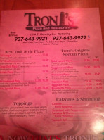 Troni's Pizza menu