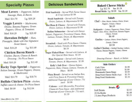 Rocky Tops Pizza- Wayne menu