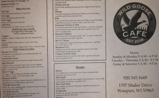 Wild Goose Cafe menu
