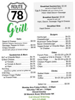 Route 78 Grill menu