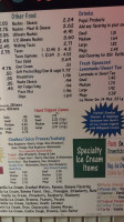 Bogie's Ice Cream menu